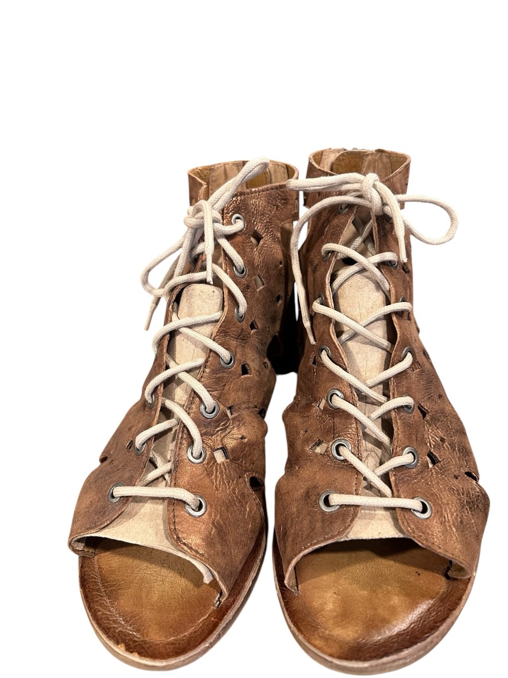 Miz Mooz Distressed Bronze Lace Up Gladiator Sz 42 - Picture 4 of 6